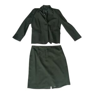 Josephine Chaus 100% Silk Olive Green Skirt Suit Set Size 16